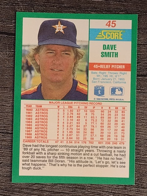1990 Score #45 Dave Smith