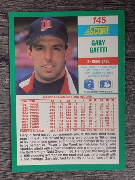 1990 Score #145 Gary Gaetti