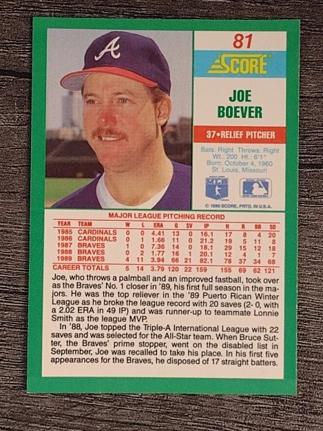 1990 Score #81 Joe Boever