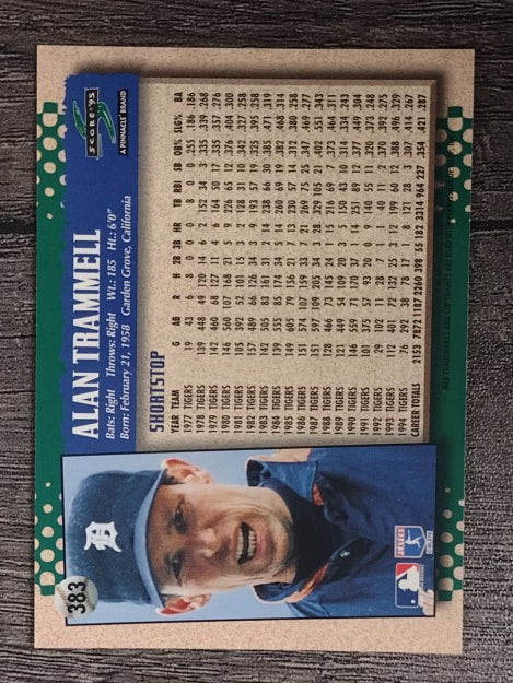1995 Score #383 Alan Trammell