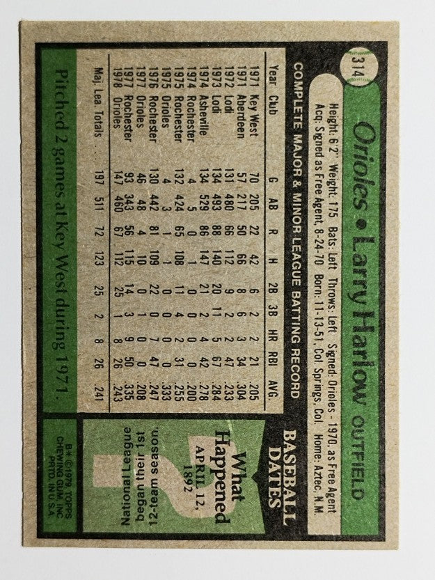 1979 Topps #314 Larry Harlow (EX)