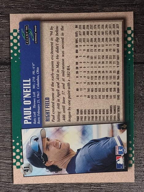 1995 Score #41 Paul O'Neill