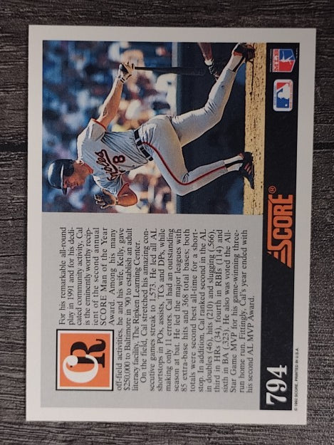 1992 Score #794 Cal Ripken MANYR