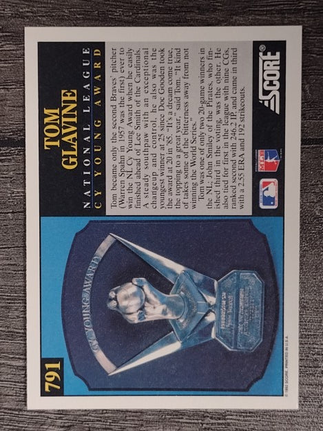 1992 Score #791 Tom Glavine CY