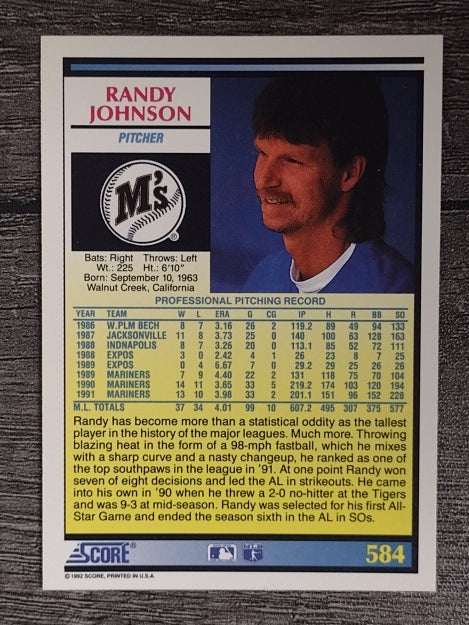 1992 Score #584 Randy Johnson