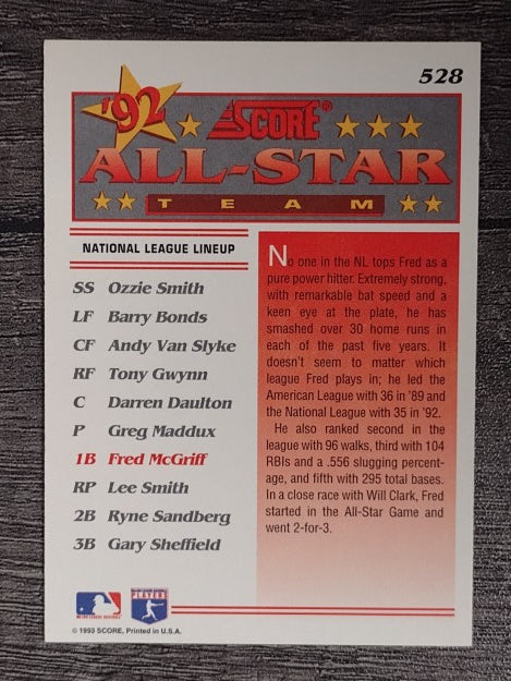 1993 Score #528 Fred McGriff AS