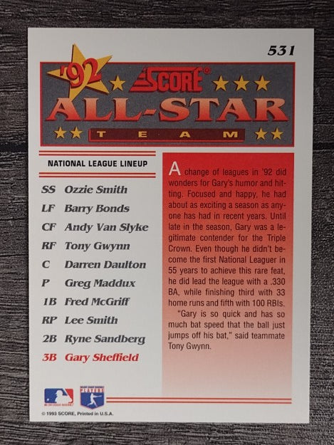 1993 Score #531 Gary Sheffield AS