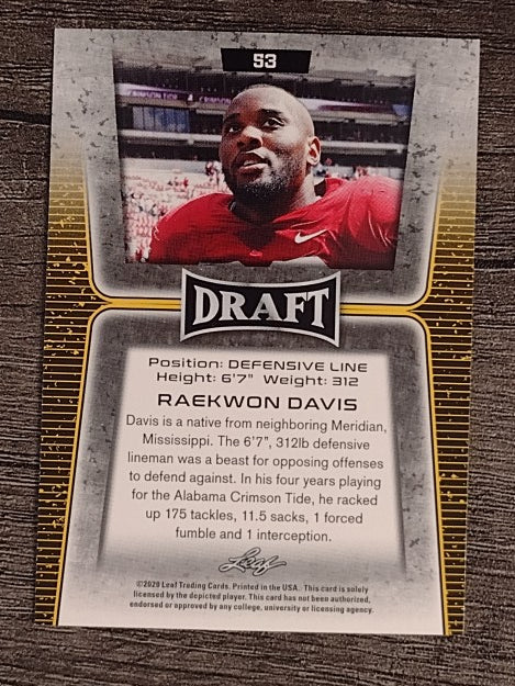 2020 Leaf Draft #53 Raekwon Davis