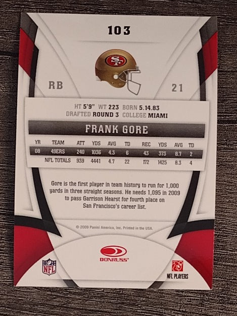 2009 Certified #103 Frank Gore