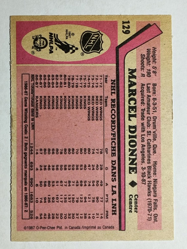 1987-88 O-Pee-Chee #129 Marcel Dionne
