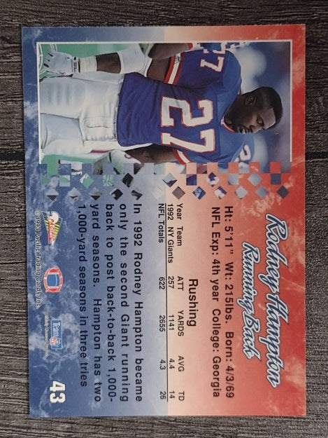 1993 Pacific #43 Rodney Hampton