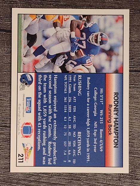 1992 Pacific #211 Rodney Hampton
