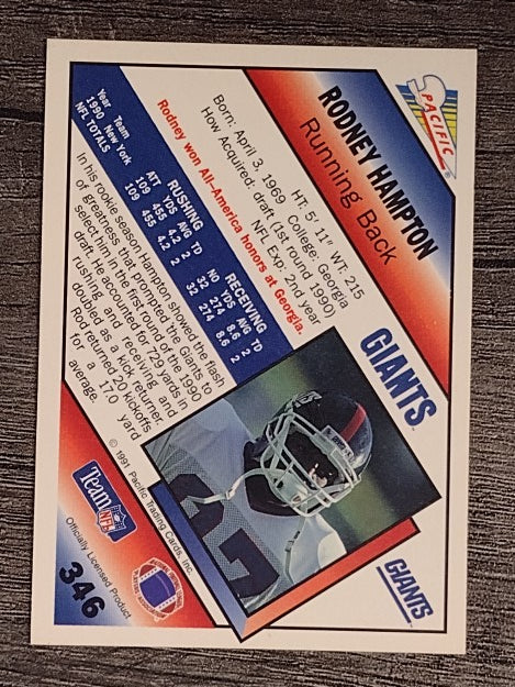 1991 Pacific #346 Rodney Hampton