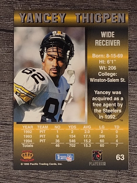 1995 Pacific #63 Yancey Thigpen RC