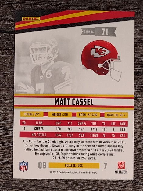 2012 Rookies and Stars #71 Matt Cassel