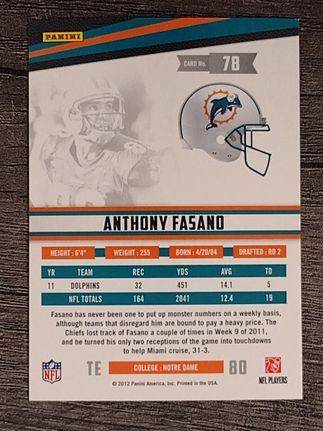 2012 Rookies and Stars #78 Anthony Fasano