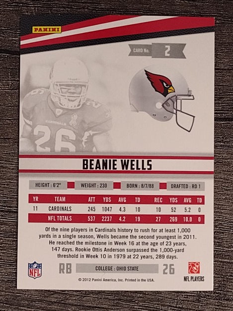 2012 Rookies and Stars #2 Beanie Wells