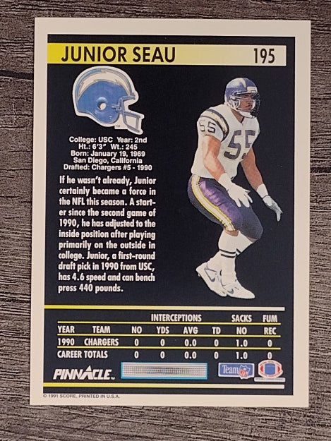 1991 Pinnacle #195 Junior Seau