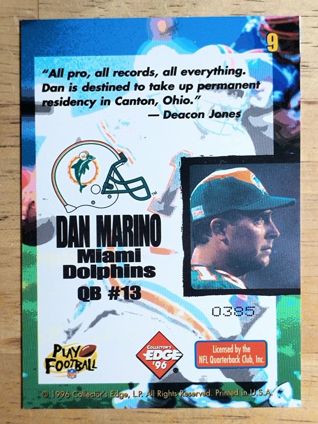 1996 Collector's Edge Ripped #9 Dan Marino