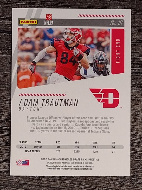 2020 Prestige Draft Picks #19 Adam Trautman