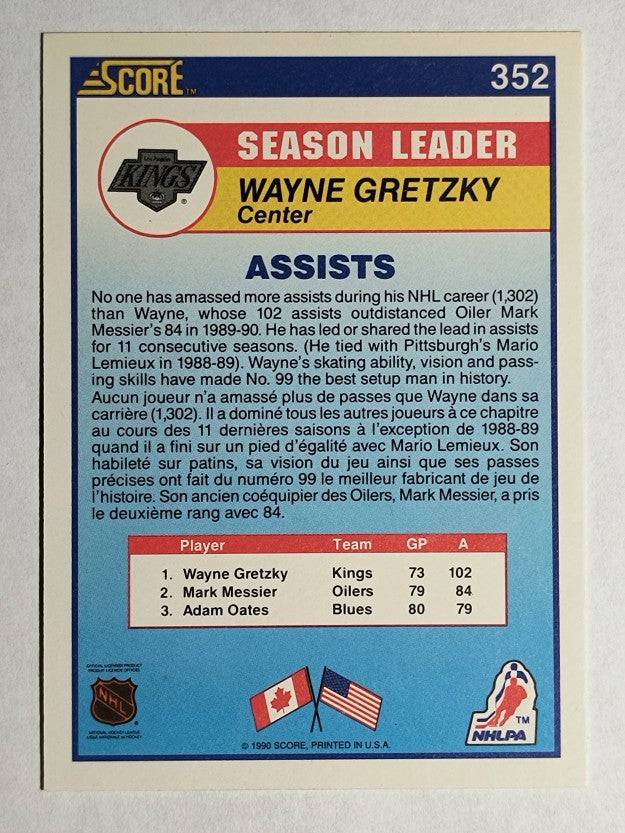 1990-91 Score Canadian #352 Wayne Gretzky LL