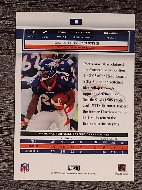 2003 Playoff Honors #16 Clinton Portis