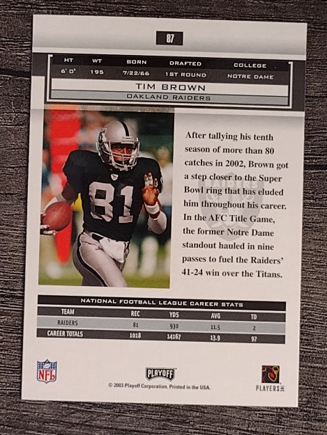 2003 Playoff Honors #87 Tim Brown