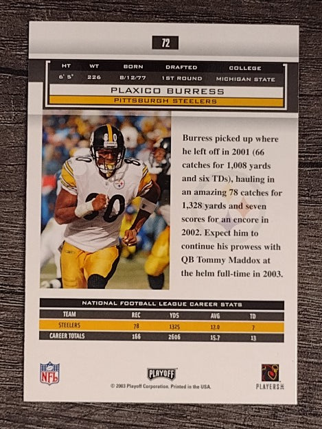 2003 Playoff Honors #72 Plaxico Burress