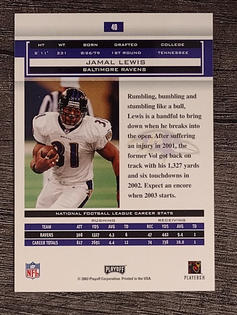 2003 Playoff Honors #40 Jamal Lewis