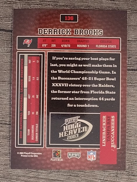 2003 Playoff Hogg Heaven #136 Derrick Brooks