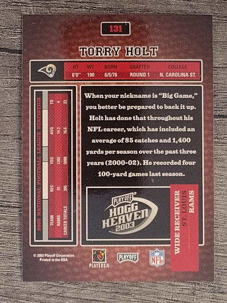 2003 Playoff Hogg Heaven #131 Torry Holt