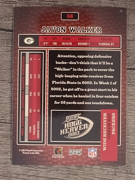 2003 Playoff Hogg Heaven #58 Javon Walker