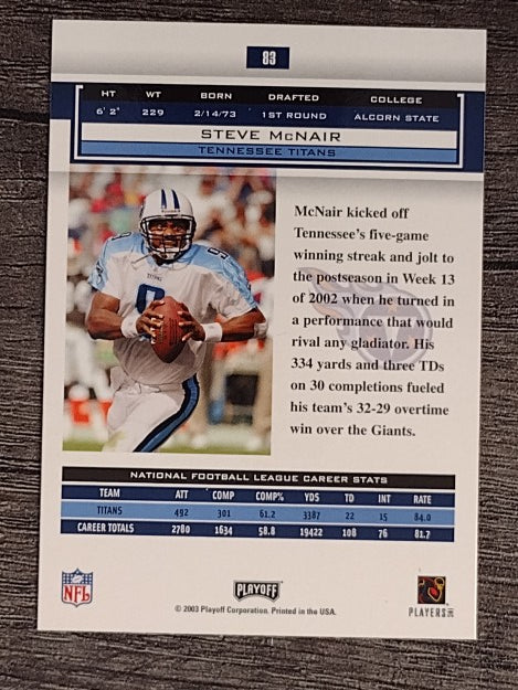 2003 Playoff Honors #83 Steve McNair