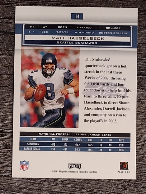 2003 Playoff Honors #64 Matt Hasselbeck