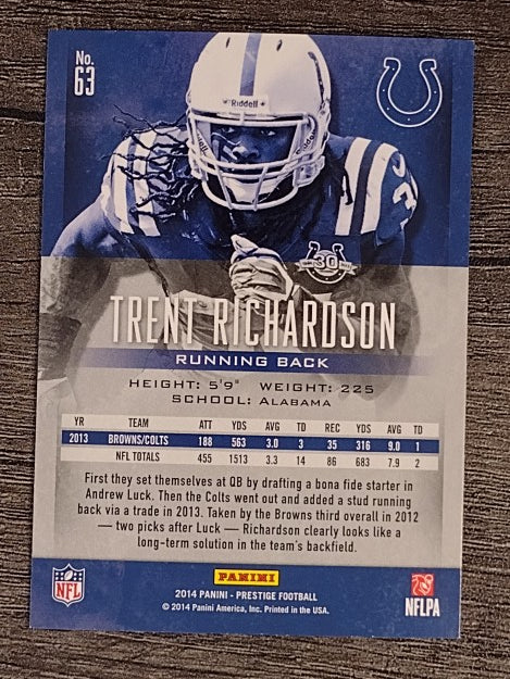 2014 Prestige #63 Trent Richardson