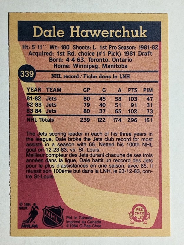 1984-85 O-Pee-Chee #339 Dale Hawerchuk