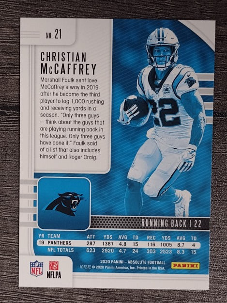 2020 Absolute Retail #21 Christian McCaffrey