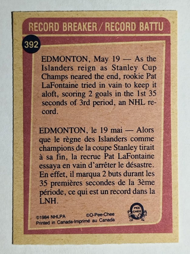 1984-85 O-Pee-Chee #392 Pat LaFontaine RB
