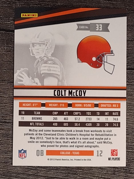 2012 Rookies and Stars #33 Colt McCoy