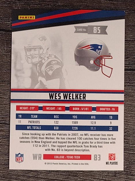 2012 Rookies and Stars #85 Wes Welker