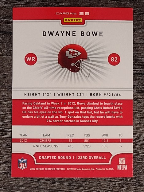 2012 Totally Certified #29 Dwayne Bowe