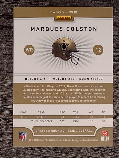 2012 Totally Certified #52 Marques Colston