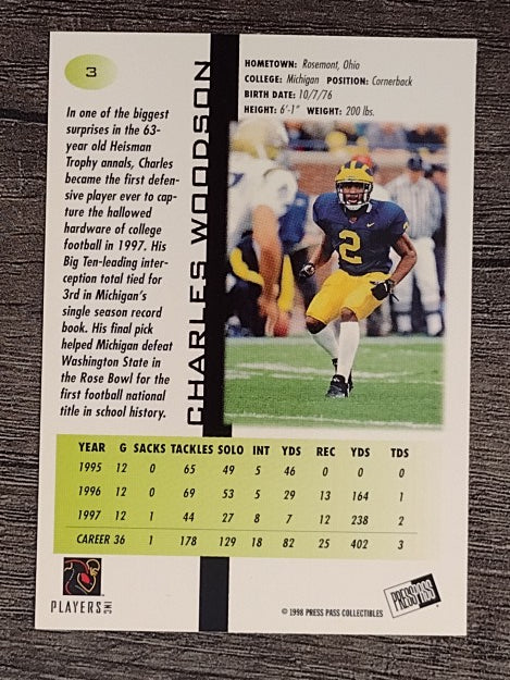 1998 Press Pass #3 Charles Woodson