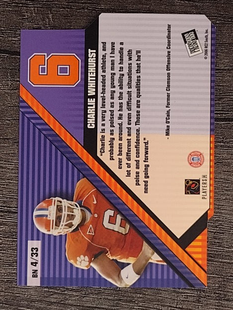 2006 Press Pass Big Numbers #BN4 Charlie Whitehurst