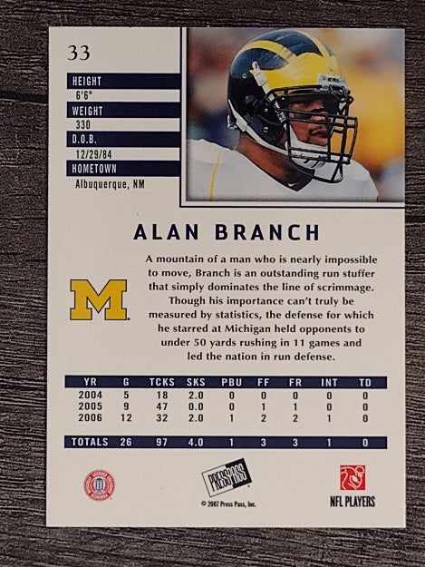 2007 Press Pass SE #33 Alan Branch