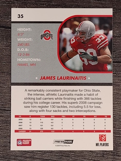 2009 Press Pass SE #35 James Laurinaitis