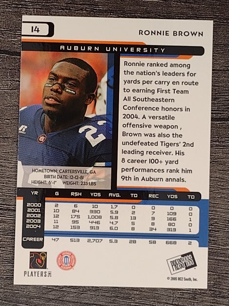 2005 Press Pass #14 Ronnie Brown