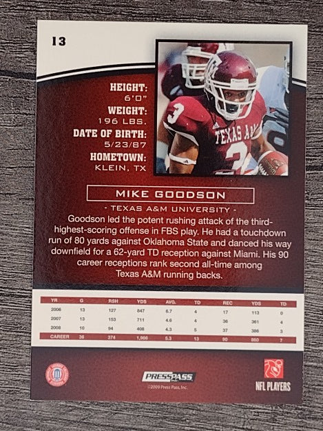 2009 Press Pass #13 Mike Goodson