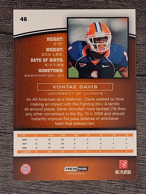 2009 Press Pass #46 Vontae Davis