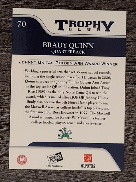 2007 Press Pass #70 Brady Quinn TC